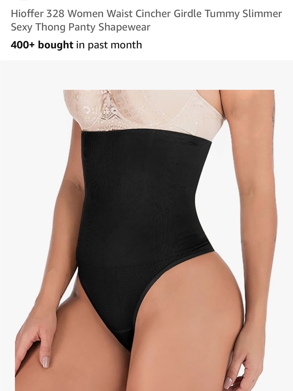 High-Waist Waist Cincher Shapewear Thong - Black NIB